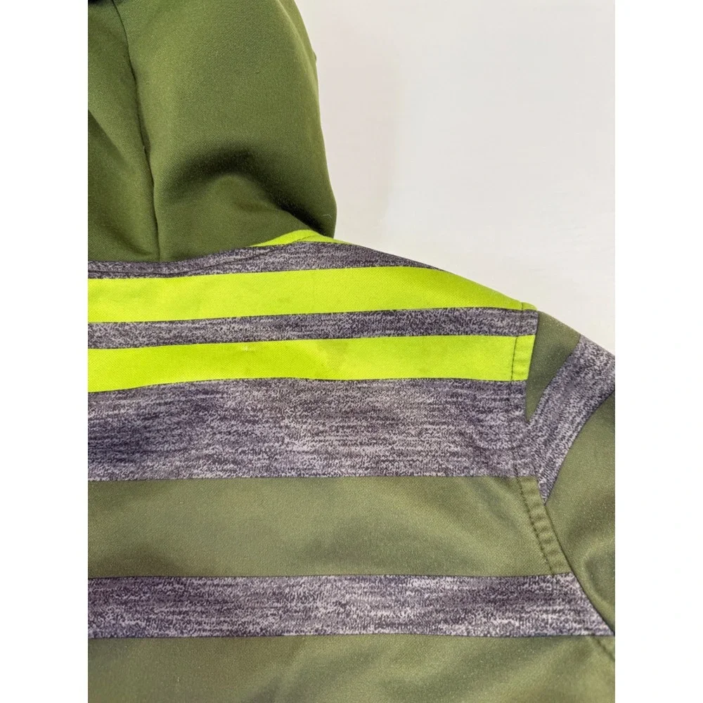 The North Face Boys Reversible Hooded Zip Up Jacket Green Gray Stripe Size‎ XS